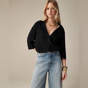 J. Crew Popover Shirt in Airy Gauze in Black